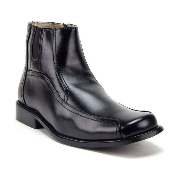 Jazamé Men's 38912 Leather Lined Ankle High Moto Zipped Dress Boots, Black, 12