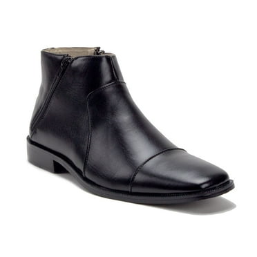 Jazamé Men's 49904 Leather Lined Double Zip Cap Toe Dress Bootie Ankle Boots, Black, 10.5