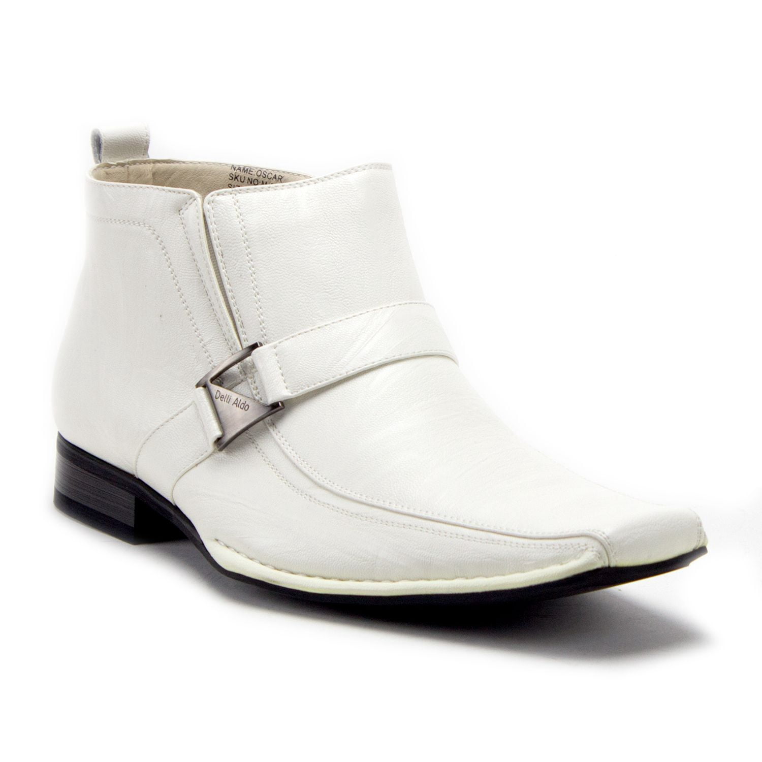 mens white dress boots Jazamé Men's Ankle High Square Toe Zipper Closure Boots, White, 10 Date Night Collection back style that feels Chest size:36 Bridal Gowns — Bridal Men outfit