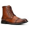 thumbnail image 1 of Jazamé Men's Carson Distressed Cap Toe Tall Motorcycle Miltiary Combat Boots, Cognac, 11, 1 of 6