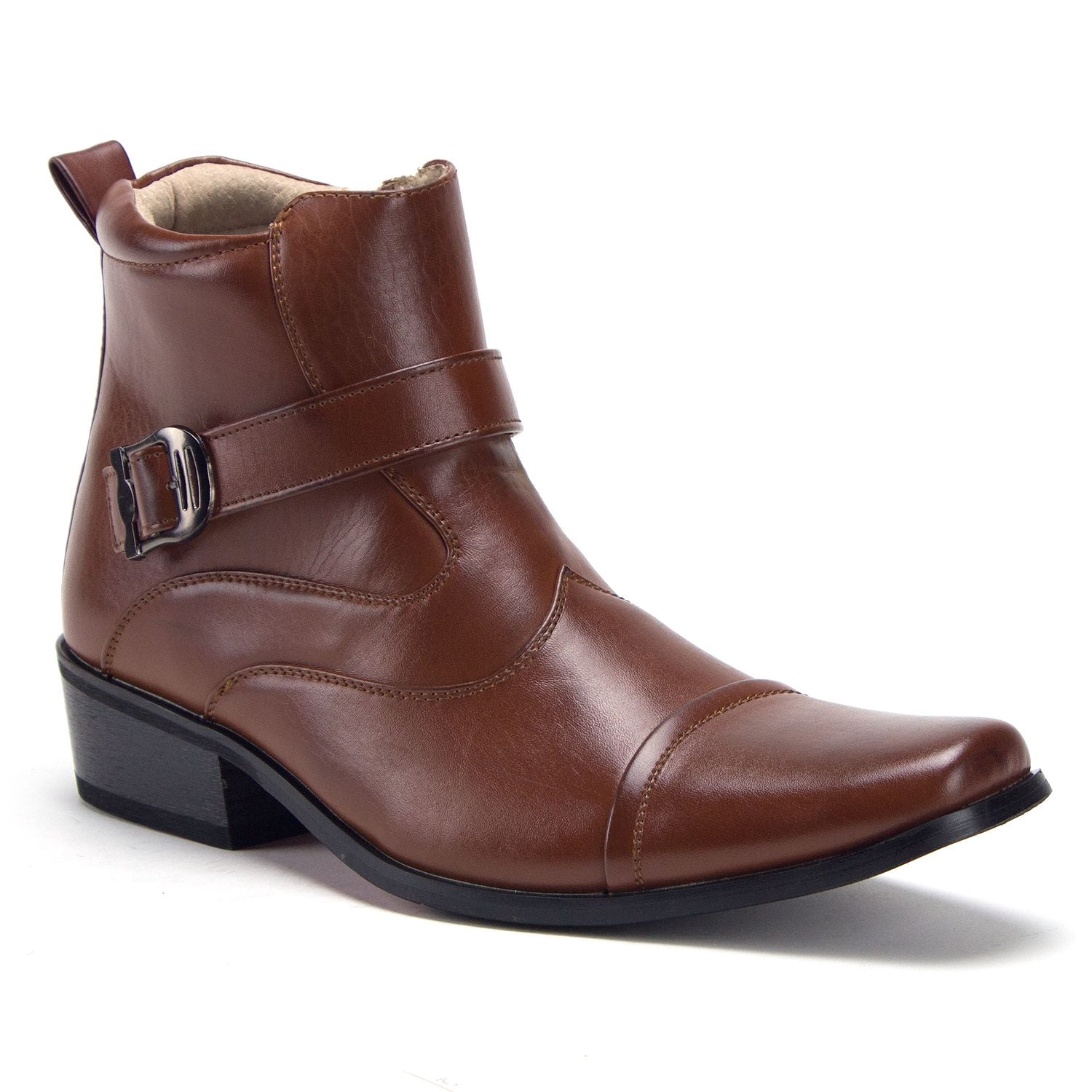 Jazam Men's Leather Lined Wing Tip Mid Calf High Ankle Dress Boots, Cognac, 9.5 - Walmart.com Jazam Men's Leather Lined Wing Tip Mid Calf High Ankle Dress Boots, Cognac, 9.5 - Walmart.com