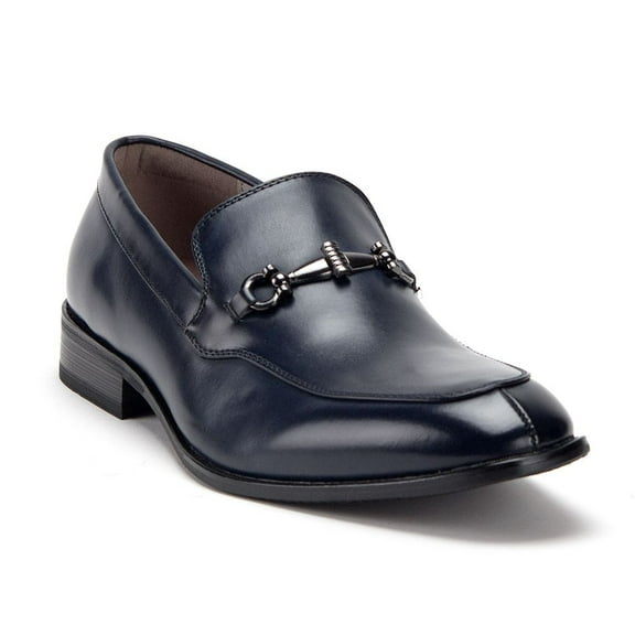 Jazame Men's 36521 Leather Lined Horse Bit Slip On Loafers Dress Shoes, Navy, 10