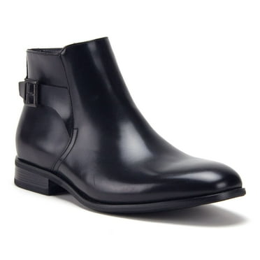 Jazame Men's Ankle High Buckle Design Side Zipper Dress Chukka Boots, Black, 10