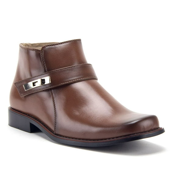 Jazame Men's Ankle High Square Toe Casual Chelsea Dress Boots (14 M US, Brown)