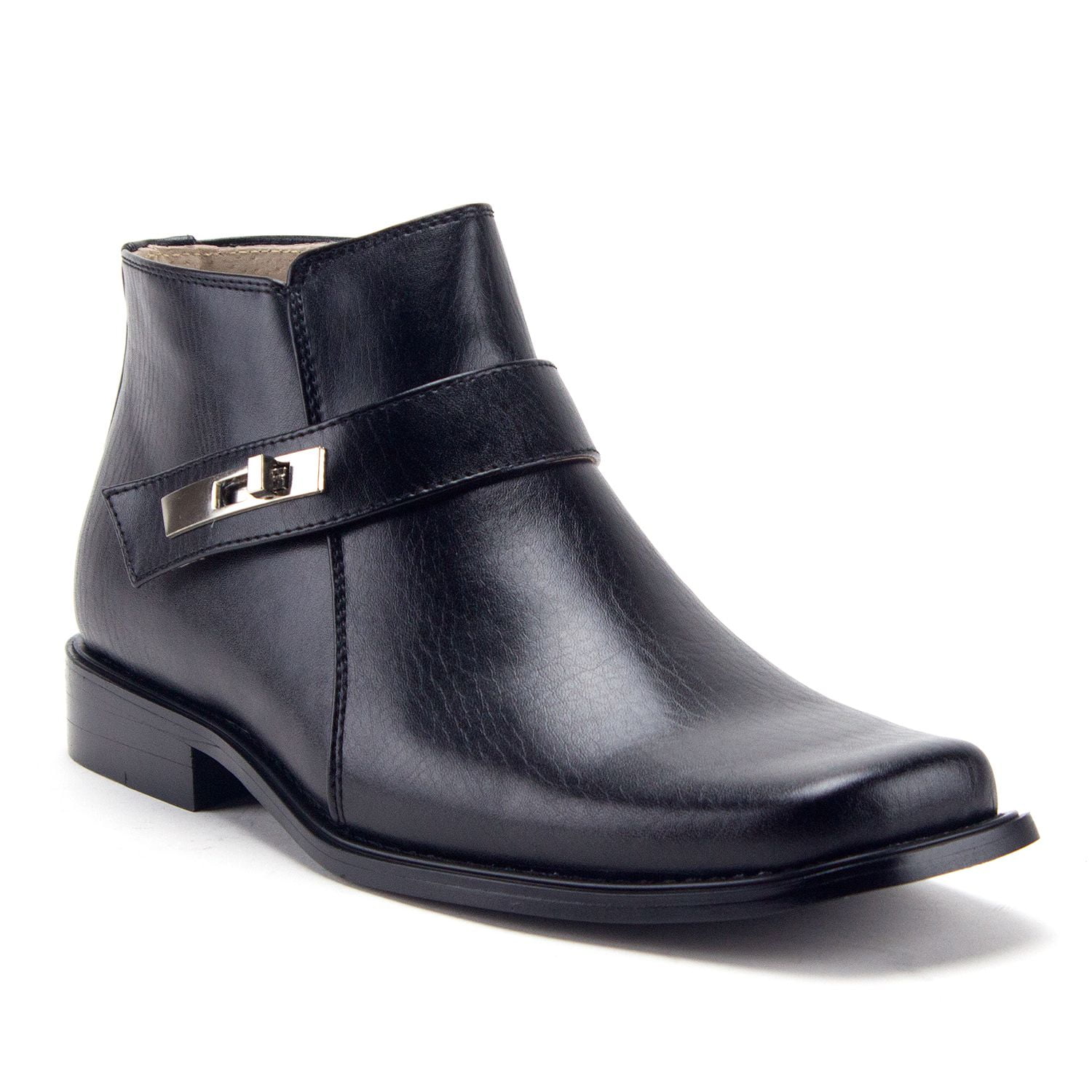 Jazame Men s Ankle High Square Toe Casual Chelsea Dress Boots 10 M US Black Walmart