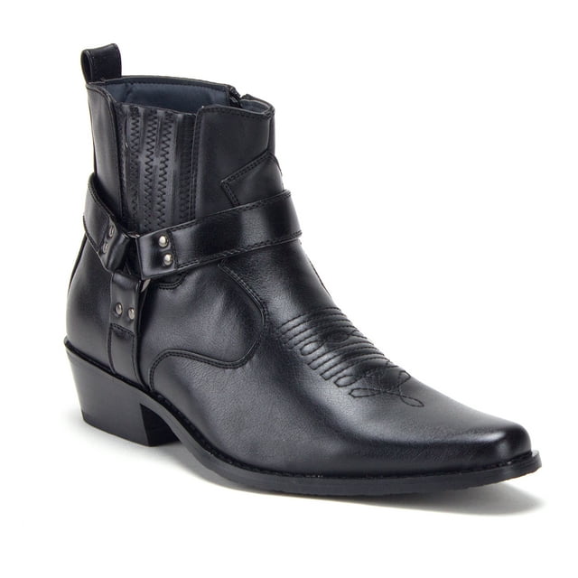 Jazame Men's Western Ankle High Cowboy Riding Dress Boots, Black, 7.5