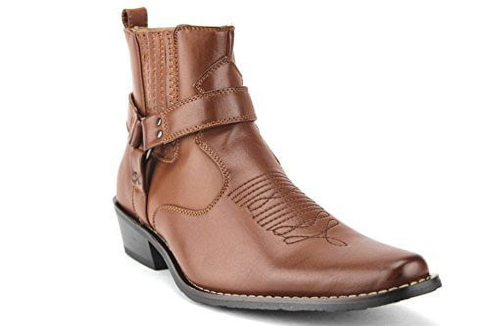 Jazame Men s Western Ankle High Cowboy Riding Dress Boots Brown 13 Walmart