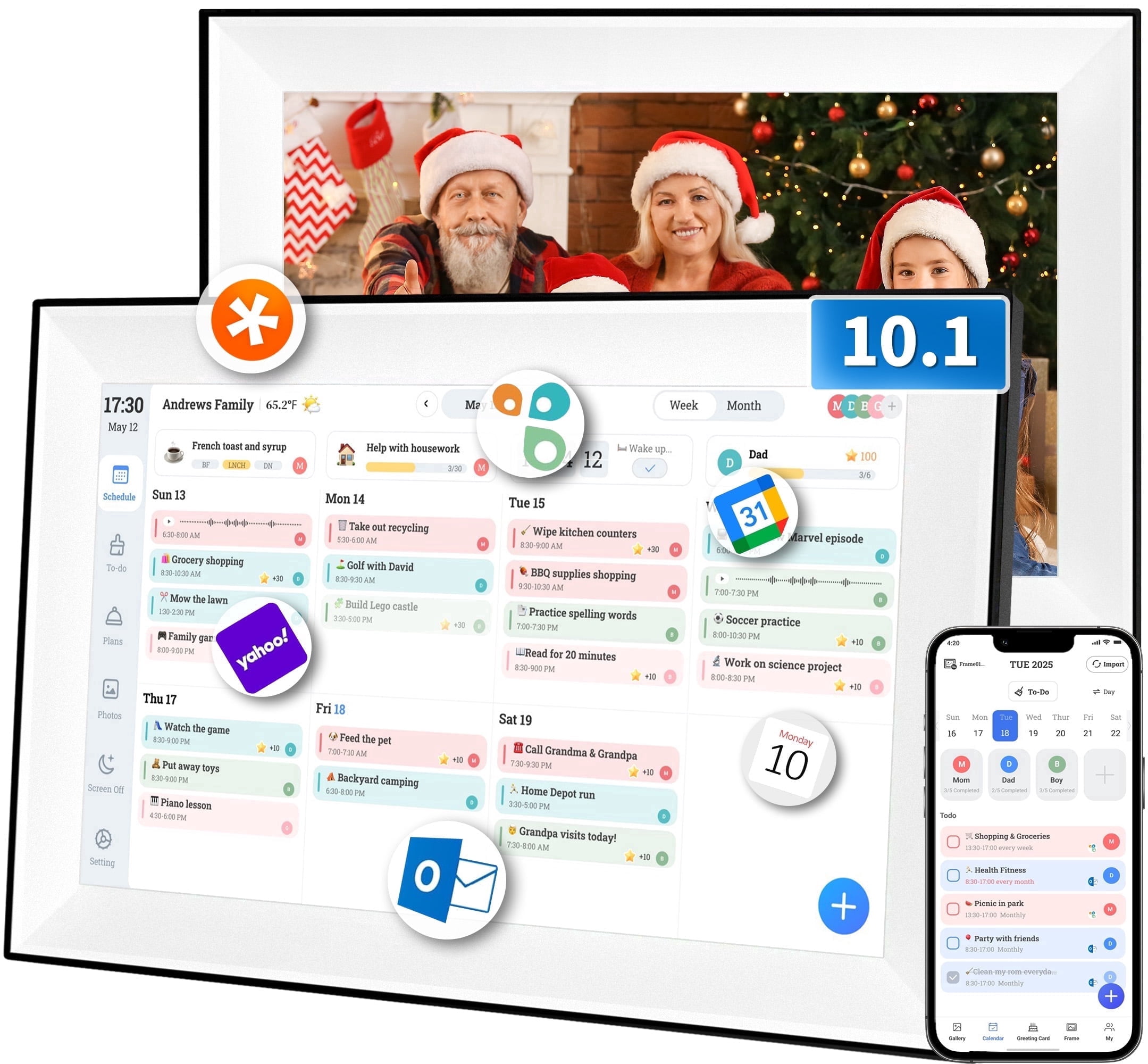 Jazeyeah 10.1" Digital Calendar Planner,Touchscreen Interactive Display for Family Schedules, Achievement Rewards, Meal Planning,