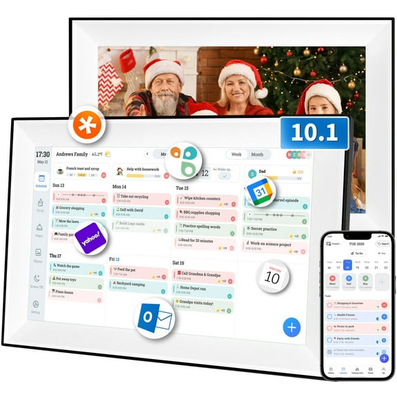 Jazeyeah 10.1" Smart Digital 2026 Electronic Calendar Planner,Touchscreen Interactive Display for Family Schedules, Achievement Rewards, Meal Planning,Digital Picture Frame, Gifts