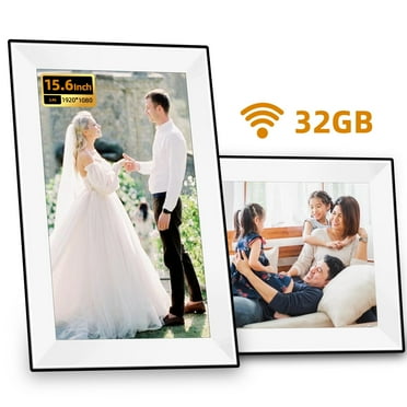 Jazeyeah 15.6" WiFi Digital Picture Frame 1920x1080 FHD IPS Touch Screen 32GB, Large Digital Frame Best Gifts for Wedding