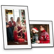 Jazeyeah 10.1 inch Digital Picture Frame 32GB Memory Wood Wifi Smart Frameo Digital Frame IPS Touch Screen Share Photos and Videos Supports Micro SD Card Gifts