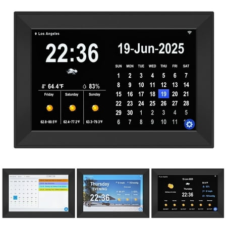 Jazeyeah WiFi 10.1" Touch Screen Smart Alarm Clock Auto-Sync Time & Date,7-Day Weather Forecast, 64 Custom Alarms, & Schedule Reminders (Black)