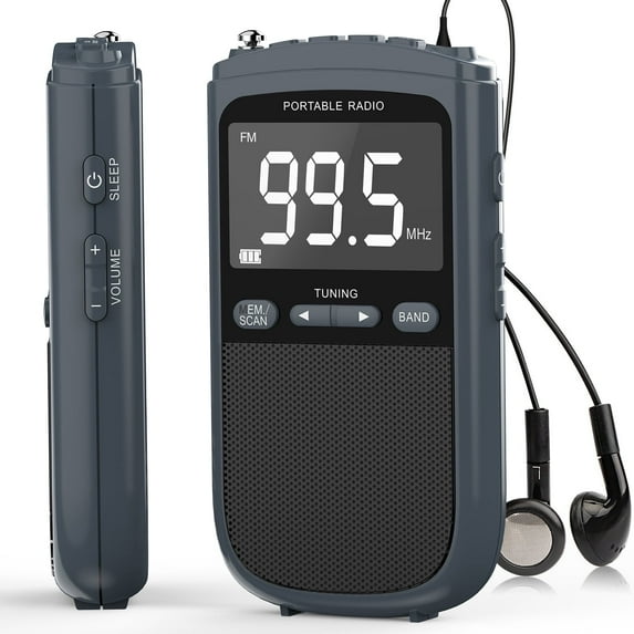 Jazmm Rechargeable AM FM Walkman Radio with Digital Tuning LCD Display ...