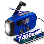Jazmm Hand Crank Emergency Radio, 7400mWh NOAA/AM/FM Portable Radio, Solar Emergency Radio, Weather Alert, Flashlight for Emergency, Power Bank Cellphone Charger