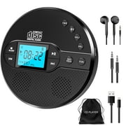 Jazmm CD Player Portable with Bluetooth 5.1, 2000mAh Rechargeable Discman, MP3/CD-R/USB Playback, Backlit LCD, Sleep Timer for Car, Home