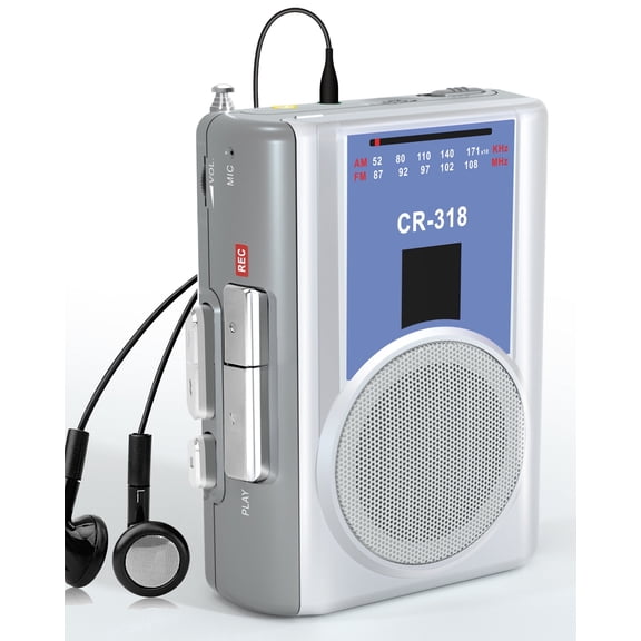 Jazmm Portable Cassette Recorder Player, Compact Vintage with AM/FM, Big Speaker