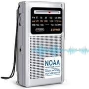 Jazmm Portable NOAA Weather Radio, Battery Operated Transistor Radio with 3.5mm Stereo Earphone Jack, Best Reception, Powered by 2 AA Batteries for Emergency, Outdoor & Home Use (Silver)
