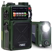 Jazmm Solar Emergency Radio with 4000mAh Power Bank, Hand Crank & Bluetooth 5.0, Portable Survival Radio with SOS Alarm/Flashlight, NOAA Weather/FM/AM/SW for Camping, Hiking, Blackouts