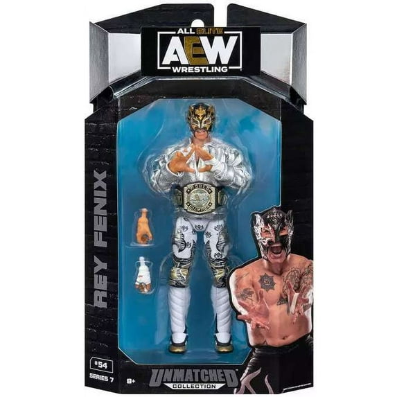 AEW Unmatched Rey Fenix - 6-inch Figure with Entrance Jacket, AEW Tag Team Title Belt, and Alternate Triangle Hands