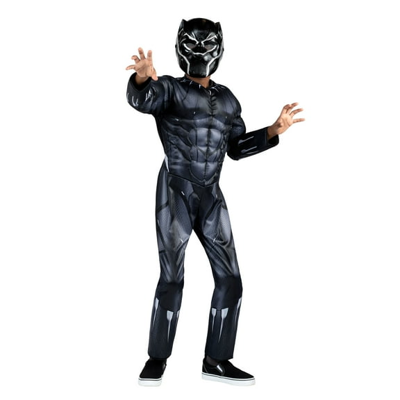 Jazwares Black Panther Costume for Children with Padded Jumpsuit and Molded Mask, Boys M 4-6 years