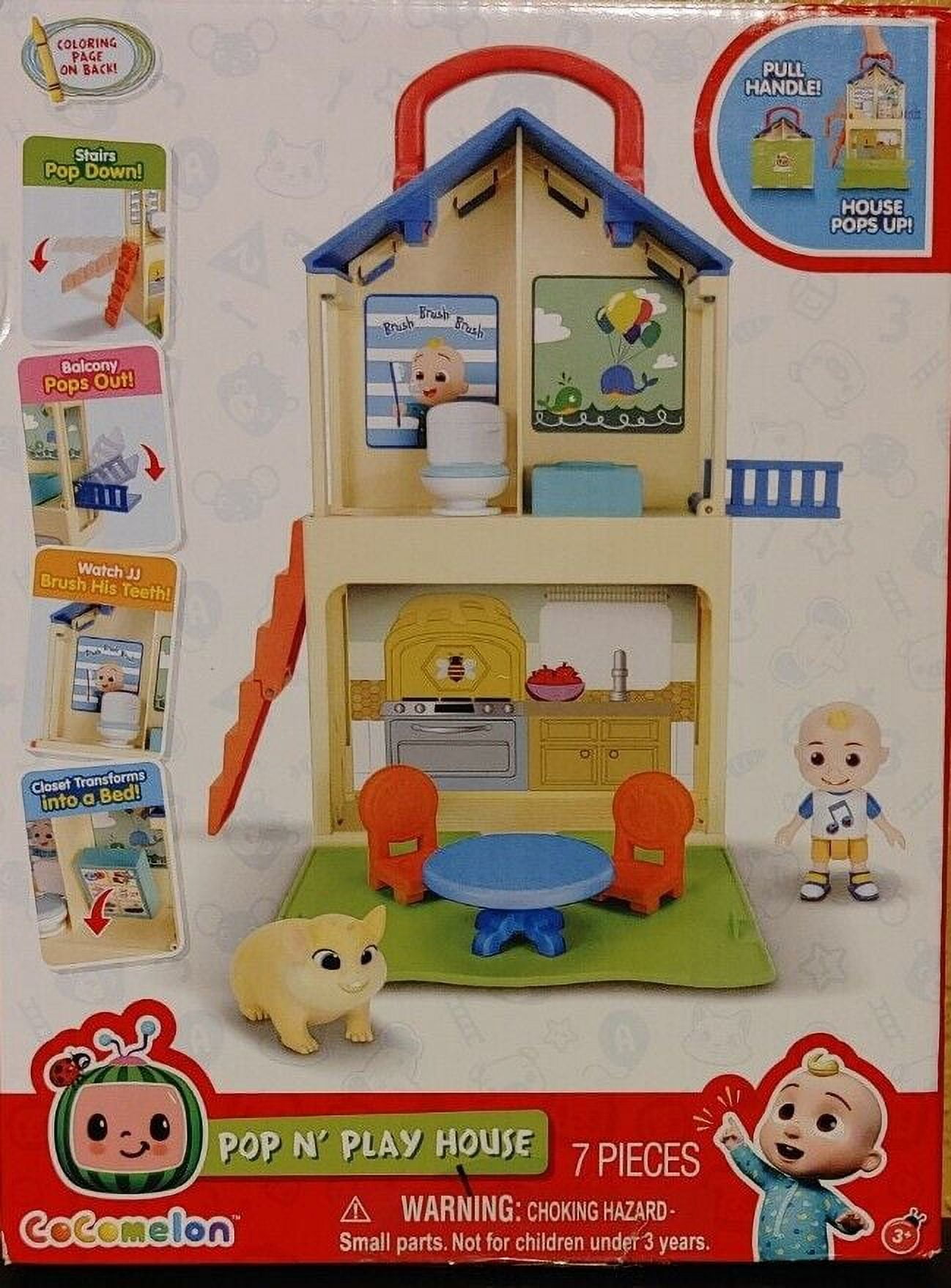 Jazwares CoComelon Pop n' Play House Set, 7pc JJ Mini Figure, Dollhouse for Kids