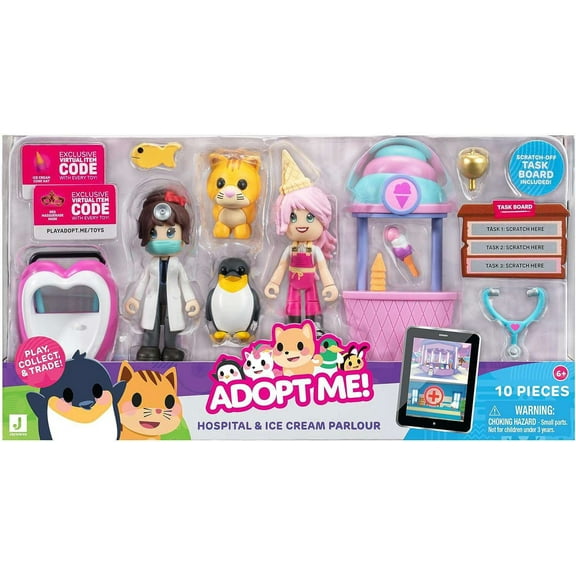 Jazwares Collectible Hospital & Ice Cream Parlour Friends with 2x Online Virtual Item Redemption Codes, Pink, 10 Count