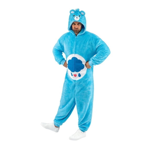 Jazwares Mens Care Bears Grumpy Bear Hoooded Onesie Jumpsuit Costume - Size X Large - Blue