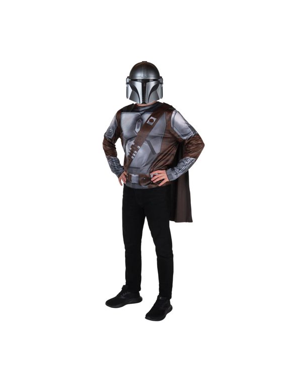 Mens Star Wars The Mandalorian Shirt & Mask Costume - Size Large/X Large - Gray