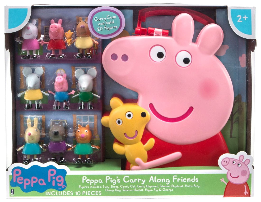 Lot of Peppa Pig Toys Carrying Case ,House and 10 Figures