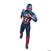 Marvel Men's Captain America Halloween Costume Jumpsuit - Red Large