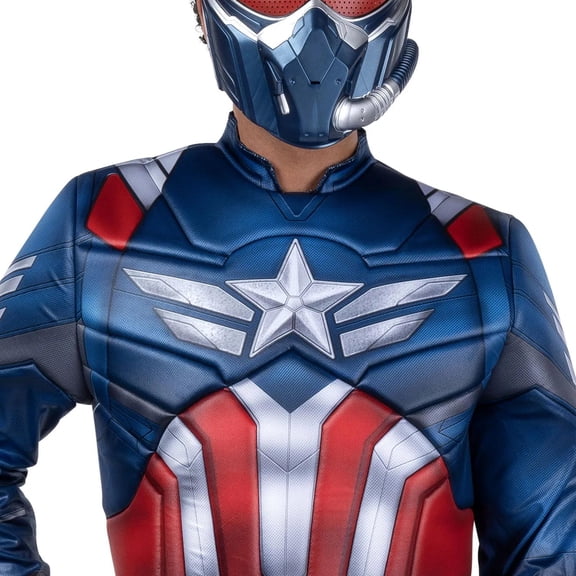 Marvel Men's Captain America Halloween Costume Jumpsuit 2pc - Red Medium