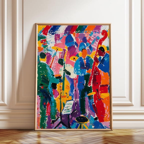 Jazz Abstract Music Room Inspired Wall Decoration, Unframed Paper Poster 8x10in