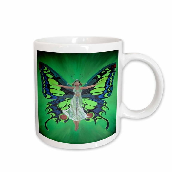3drose, Jazz Age Showgirl Flapper Wearing Butterfly Wings Painting, 15oz Mug