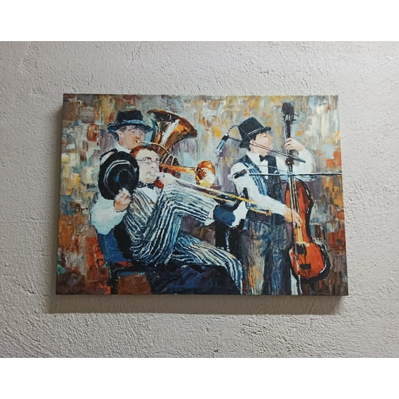 Jazz Artwork, Cello Art Canvas, Fashion Poster, Jazz Printed, Oil Painting Print, Music Printed Canvas, Luxury Art Canvas, Jazz Music Artwork, Canvas Wall Decor - Black Framed
