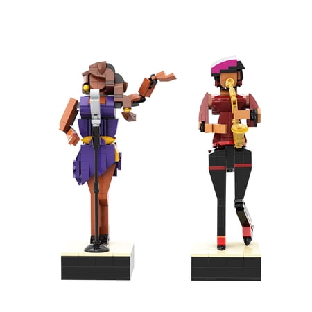 Jazz Band Building Blocks, Jazz Singer and Saxphone Musician Model Kit, Jazz Saxphone Player Building Set, Great Home Display, Gift for Kids Adults, 403PCS