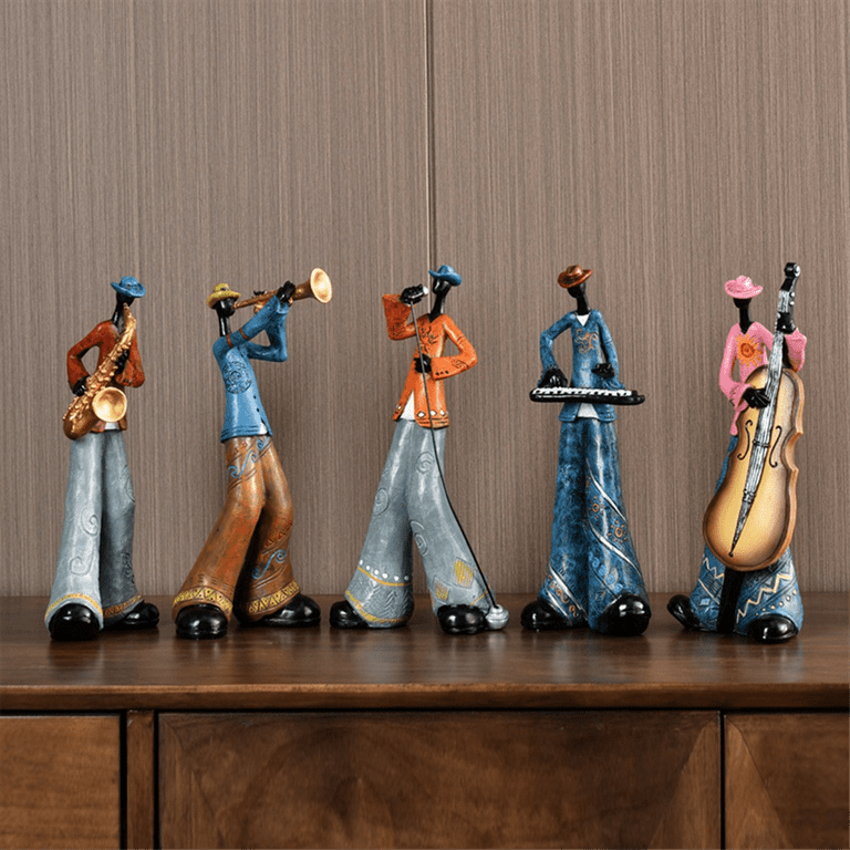 Jazz Band Player Figurines Vintage Musician Figure Resin Statues