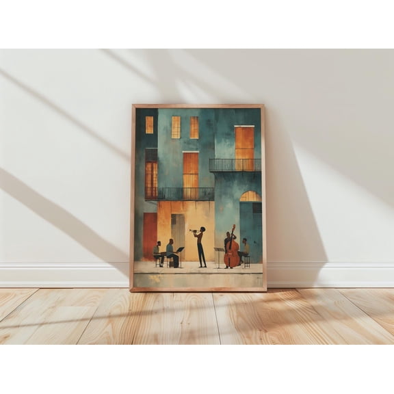 Jazz Band Street Scene Wall Art Poster Unframed Paper Print