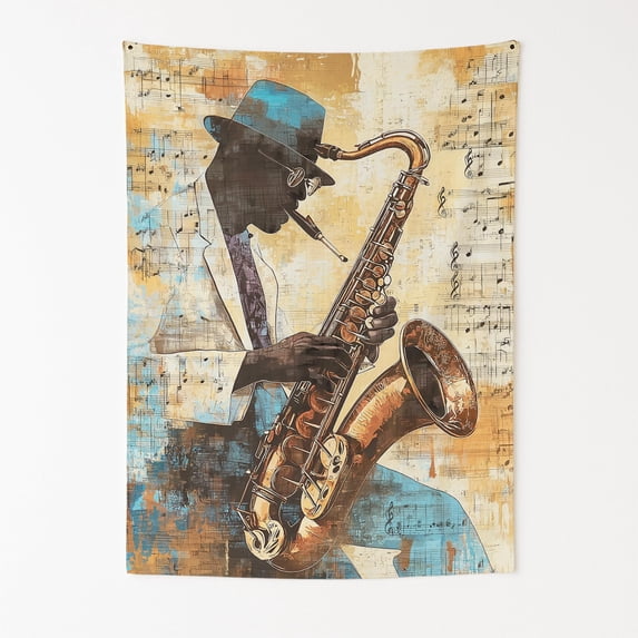 Jazz & Blues Heritage Wall Tapestry for Bedroom by DC | African American Tapestry Wall Hanging & Aesthetic Decor for Dorm, Living Room, Picnic & Home | 36"x48"