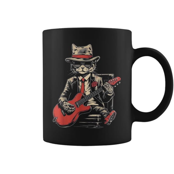 Jazz Cat Playing Guitar Band Retro Jazz Band Coffee Mugs