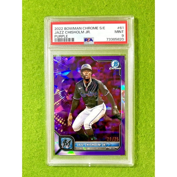 Jazz Chisholm Jr REFRACTOR PURPLE PRIZM #/25 PSA 9 CARD SP 2022 JAZZ CHISHOLM JR