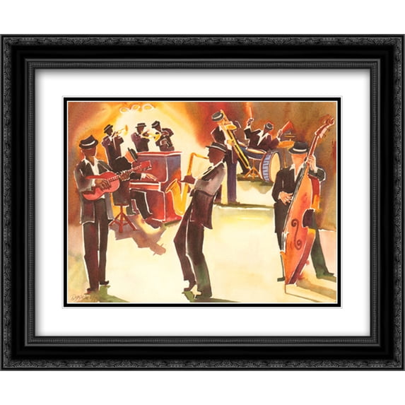 Jazz Classics 2x Matted 24x20 Black Ornate Framed Art Print by Deborah Hoover