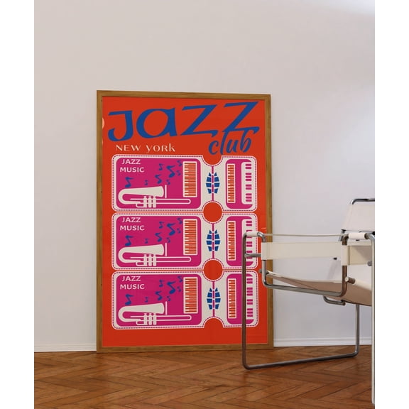 Jazz Club Art Poster Mid Century Modern Music Poster, 8x12 UNFRAMED