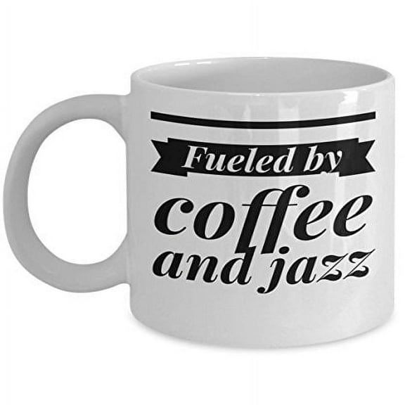 Jazz Cup Mug - Musical Gift for Musicians - 11oz White Ceramic Coffee Beverage