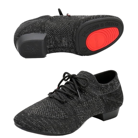 Jazz Dance Shoes Women Line Dancing Shoes Soft Bottom Woman Dance Sneakers Casual Slippers Mesh Knitted Slip-on Female Shoes
