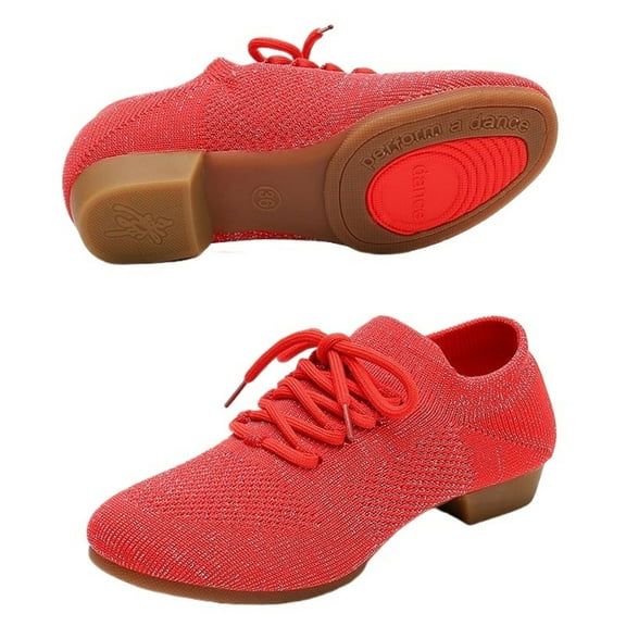 Jazz Dance Shoes Women Line Dancing Shoes Soft Bottom Woman Dance Sneakers Casual Slippers Mesh Knitted Slip-on Female Shoes