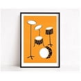 Jazz Drums Poster Orange Mid Century Modern Music Art Home Decor Office ...