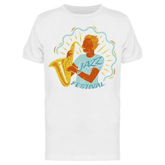Jazz Festival Sax Player Doodle T-Shirt Men -Image by Shutterstock, Male 3X-Large