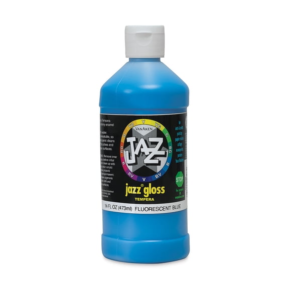 Jazz Gloss Tempera - Gloss, Fluorescent Blue, 16 oz bottle