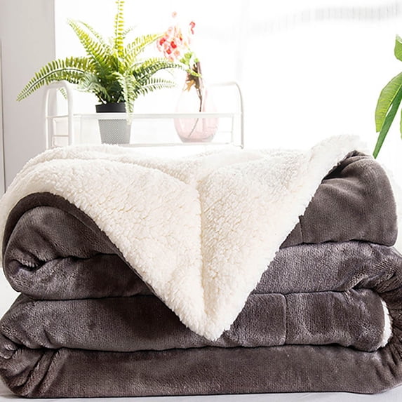 Jazz Grey Double Layer Thickened Lambswool Blanket for Warmth and Comfortable Restful Sleep