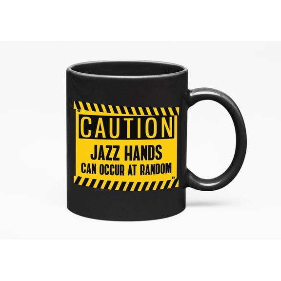 Jazz Hands Caution, Music, Black 11oz Ceramic Mug